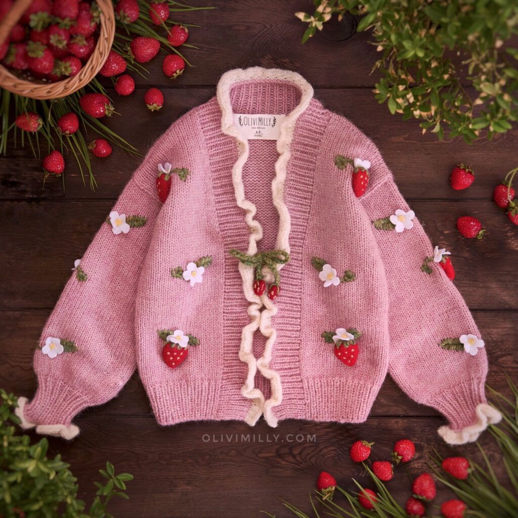 Strawberry Cardigan I Pink