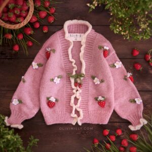 Strawberry Cardigan I Pink